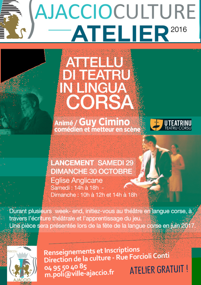 Atelier de théâtre en langue corse animé par Guy Cimino - Cie Teatrinu- A partir du 29 octobre -