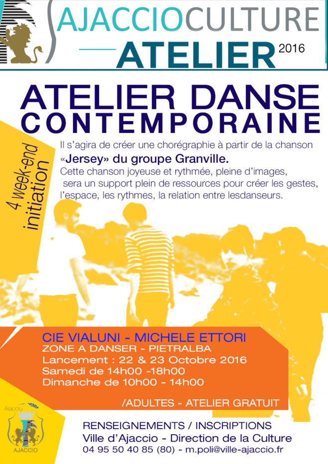 Atelier d'initiation à la danse contemporaine avec la Cie Vialuni / A partir du 22 octobre Atelier d'initiation à la danse contemporaine avec la Cie Vialuni / A partir du 22 octobre
