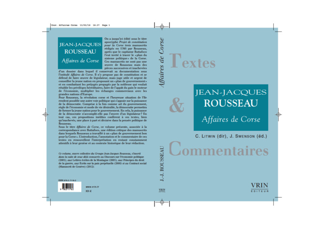 Conférence " la nouvelle édition du projet de Constitution pour la Corse de Rousseau"