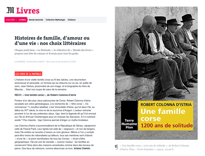 Conférence / Conférence Une famille corse. 1200 ans de solitude par Robert COLONNA d’ISTRIA Conférence / Conférence Une famille corse. 1200 ans de solitude par Robert COLONNA d’ISTRIA