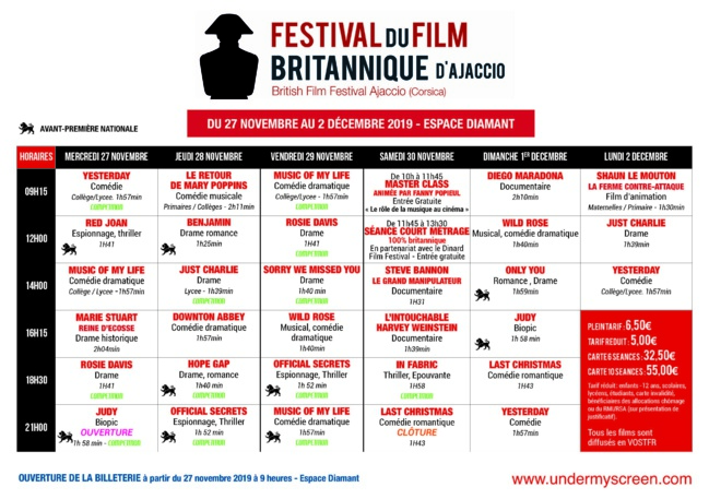 Festival du Film Britannique d’Ajaccio, « Under My Screen » Festival du Film Britannique d’Ajaccio, « Under My Screen »
