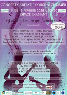 Concert exceptionnel au profit de l’association France Alzheimer Corse Concert exceptionnel au profit de l’association France Alzheimer Corse