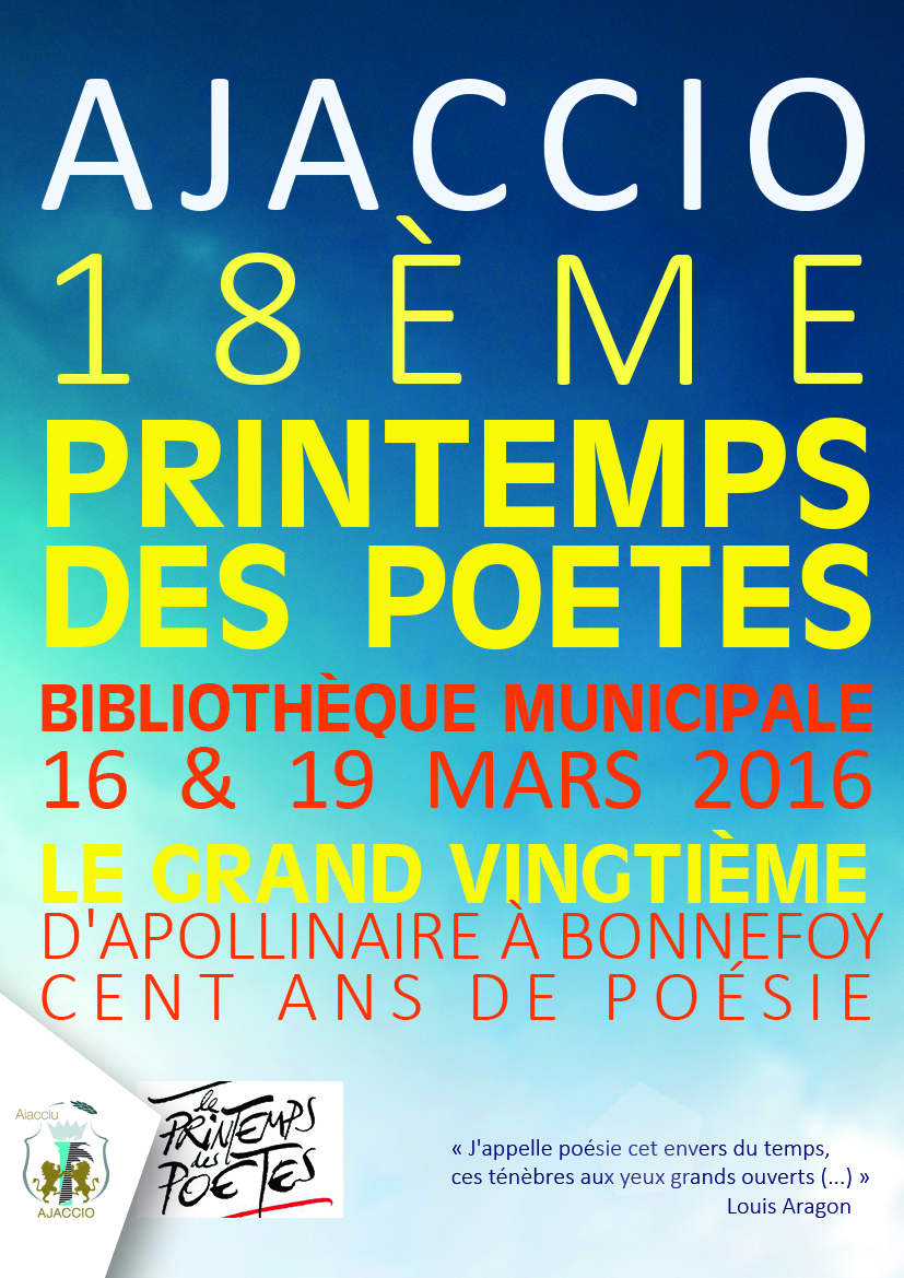 Le Printemps des poètes / 16 & 19 mars à la Bibliothèque Fesch