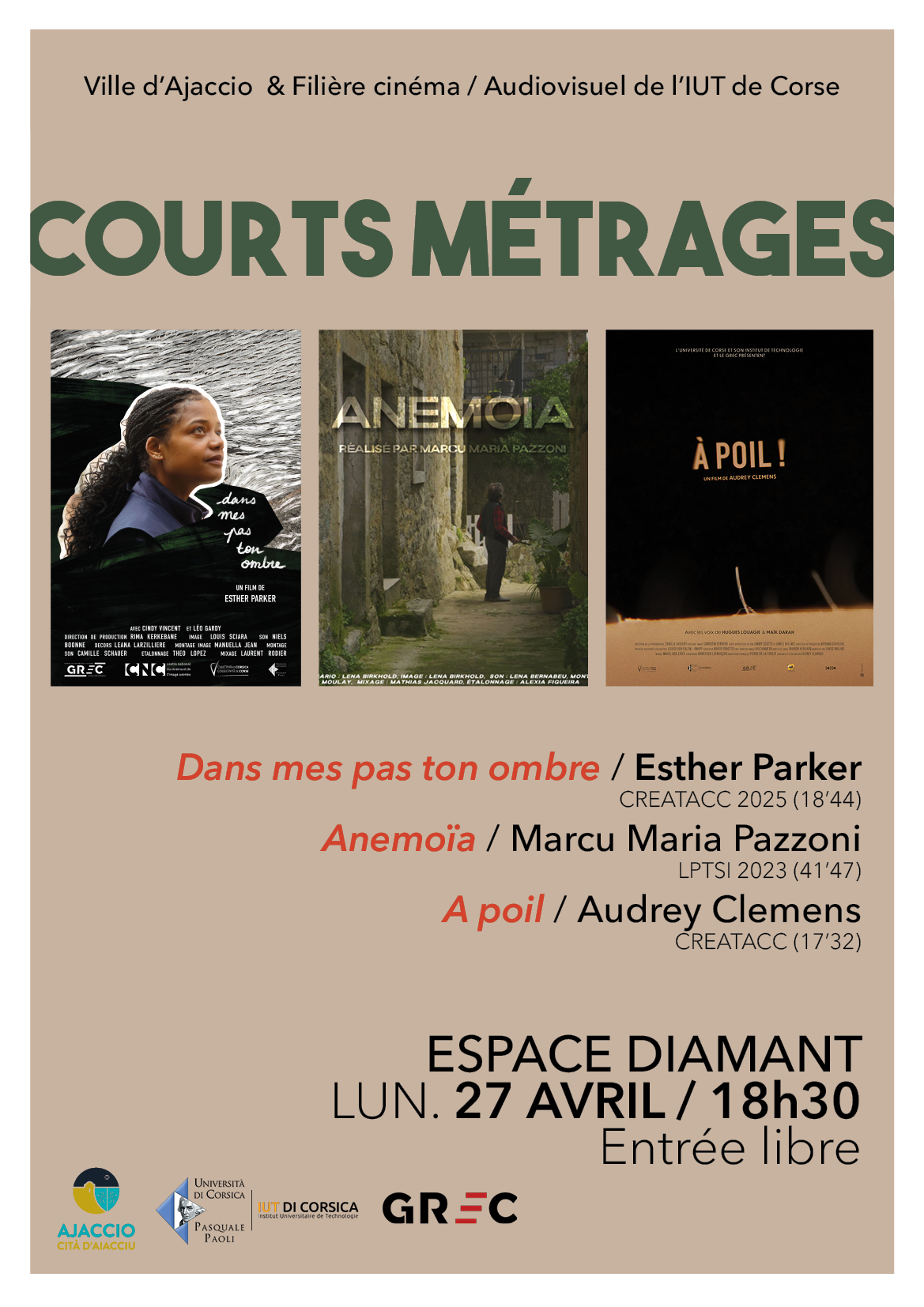 Projection de cours métrages